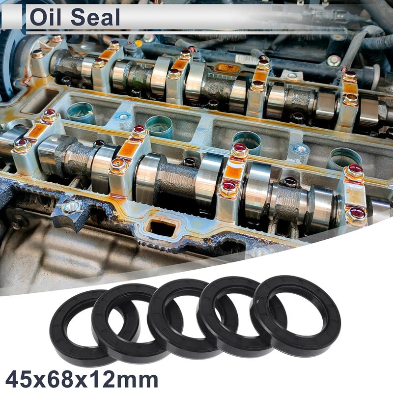 RATCHROLL Universal Oil Seal TC Double Lip W Steel Spring Seal Ring Rotary Shaft Seal 45x68x12mm High Pressure NBR Rubber Black 5 Pcs - Image 2